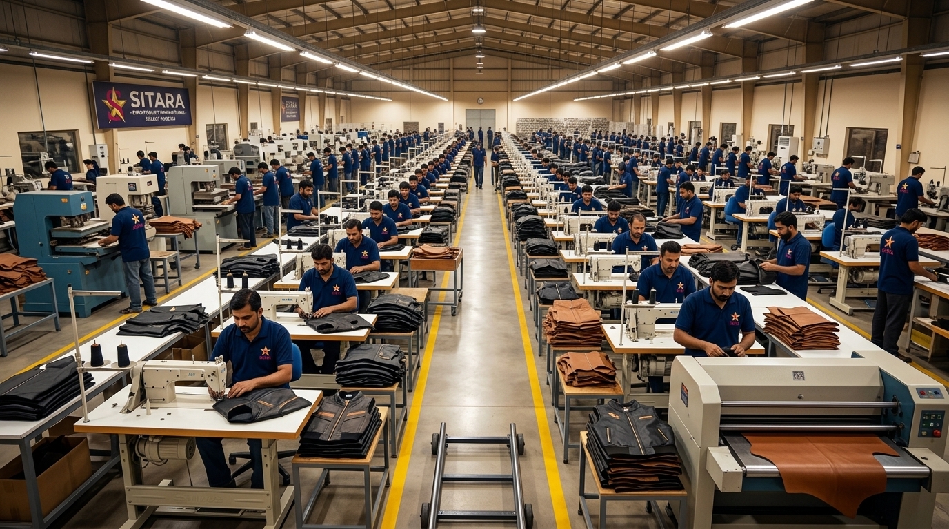 Sitara Global Manufacturing Floor with Precision Stitching & Heavy Gear